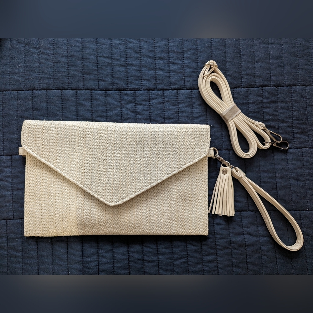 Raffia Straw Woven Envelope Clutch Wristlet